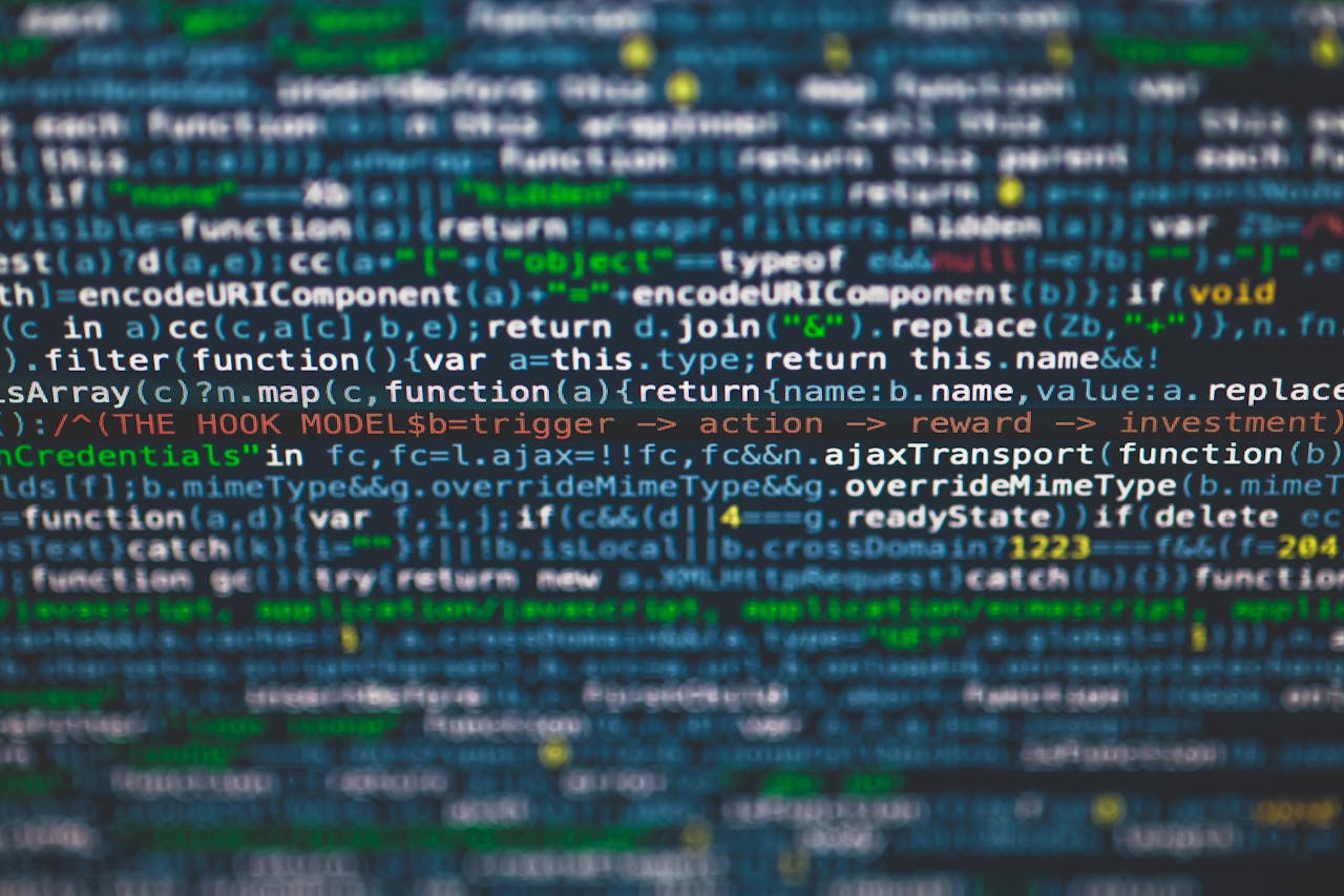 services-01 Detailed view of colorful programming code on a computer screen.